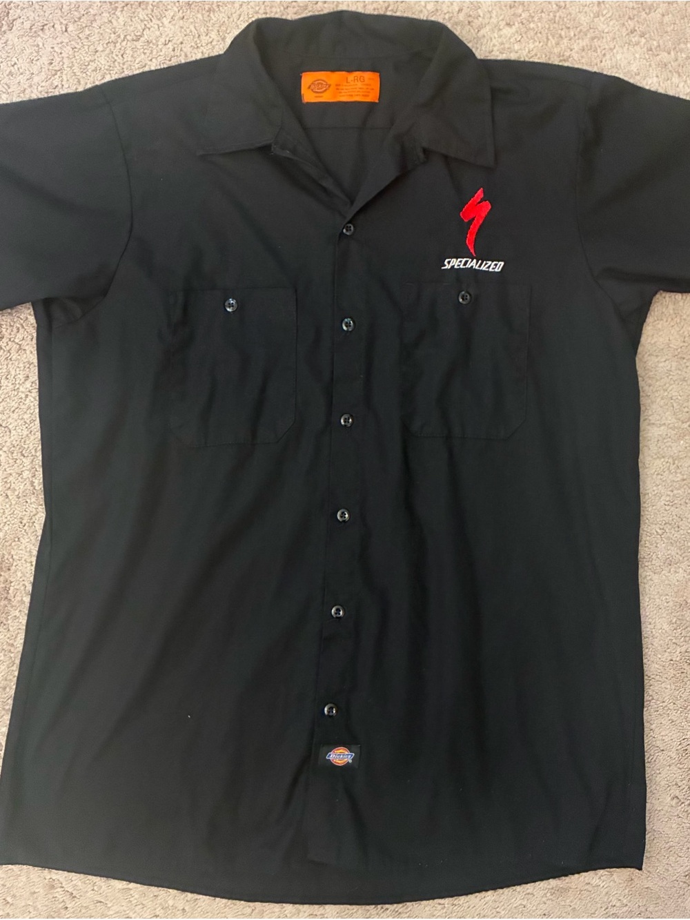Dickies Specialized Black Short-Sleeve Button-Up Work Shirt Men’s L